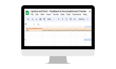 Mockup - Brag Sheet Spreadsheet | Google Sheets | Accomplishment Tracker | Career Tracker | Results Tracker | Career Development | Brag Book Template Mockup